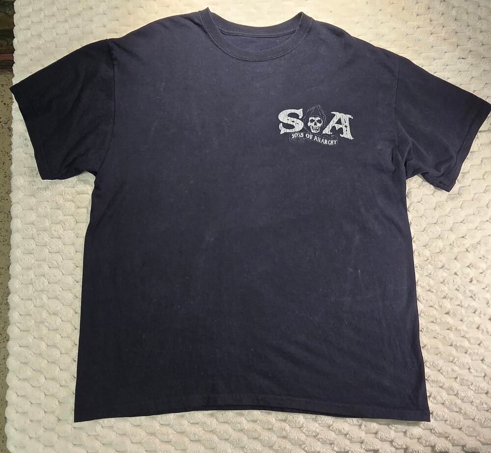 Sons of Anarchy SOA T Shirt Mens XL Black SAMCRO Outlaw Reaper Skull Graphic Tee